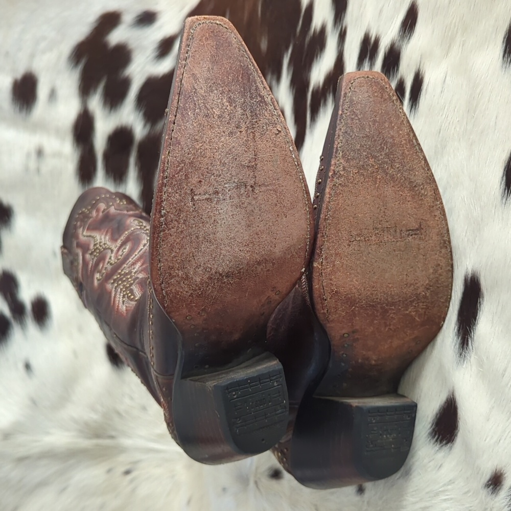 CORRAL ladies fancy studded brown leather boots style #G1031 snip toe sz 7 - Picture 13 of 16
